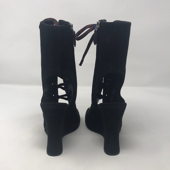 Prada Black Suede Lace Up Runway Boots - Picture 4 of 8